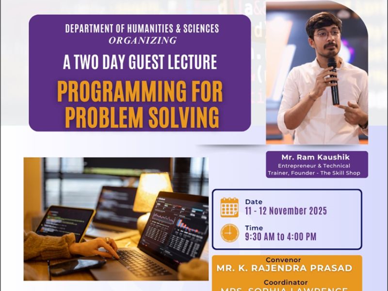 A TWO DAY GUEST LECTURE PROGRAMMING FOR PROBLEM SOLVING: